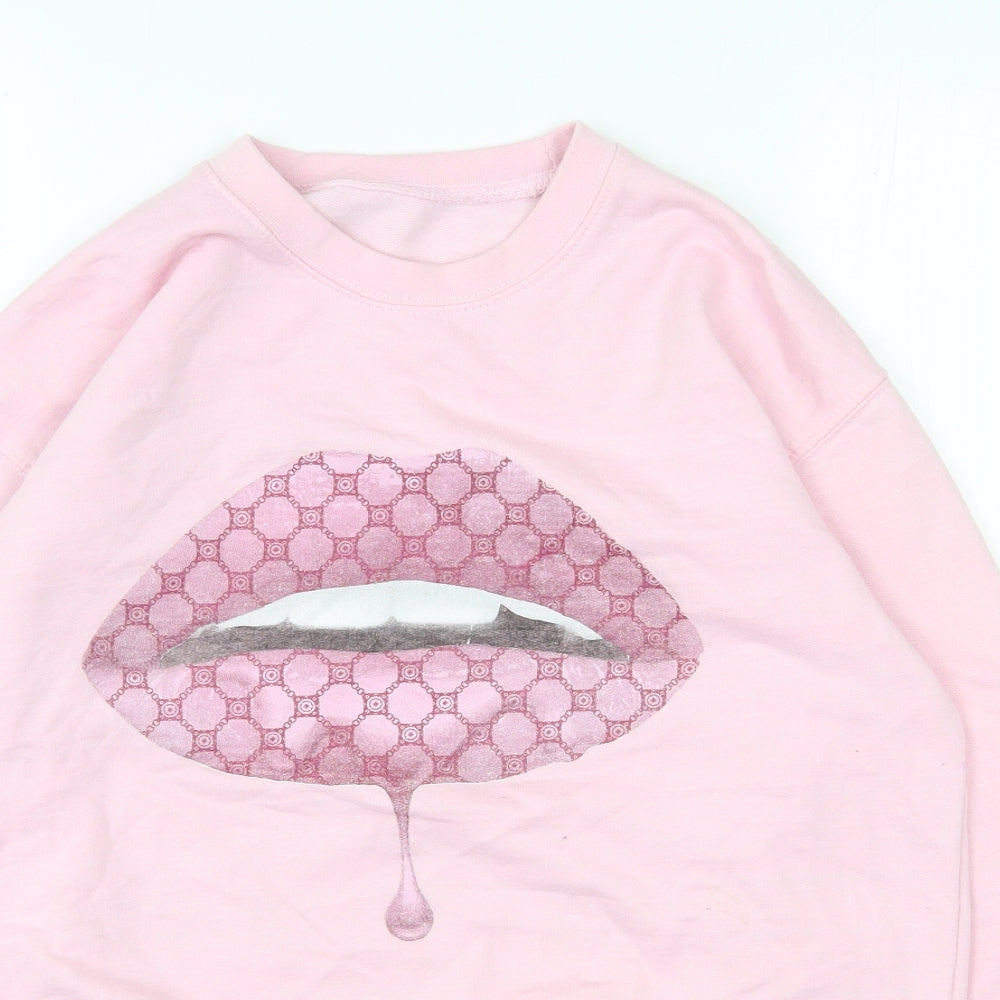 Preworn Womens Pink  Cotton Pullover Sweatshirt Size S  Pullover