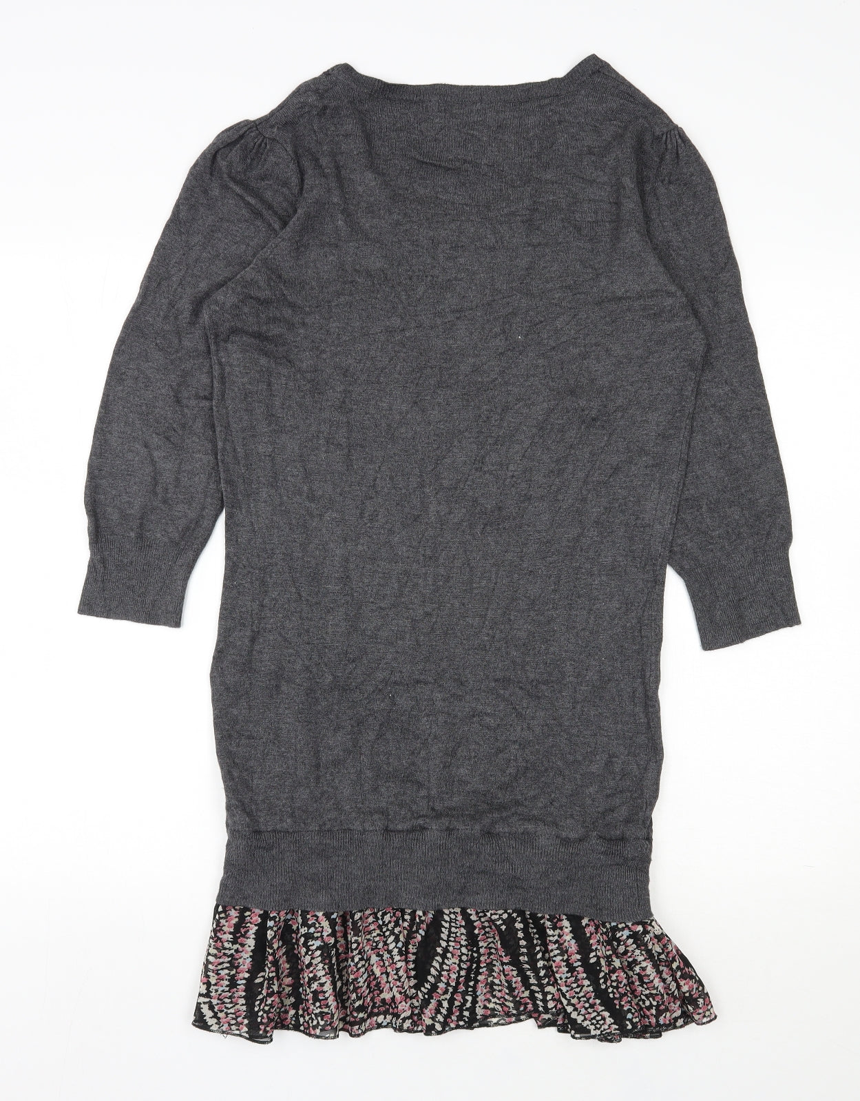 F&F Womens Grey  Viscose Jumper Dress  Size 12  Scoop Neck Pullover