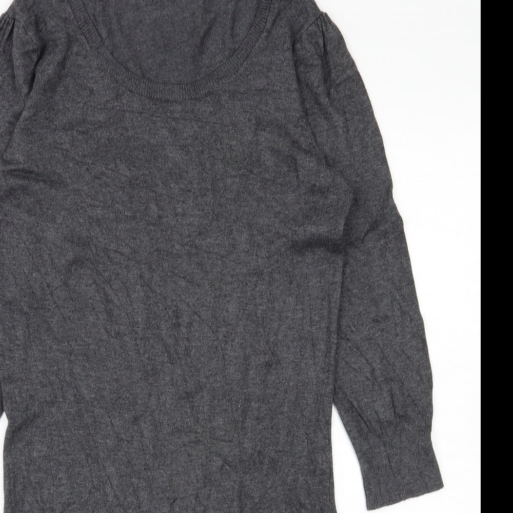 F&F Womens Grey  Viscose Jumper Dress  Size 12  Scoop Neck Pullover