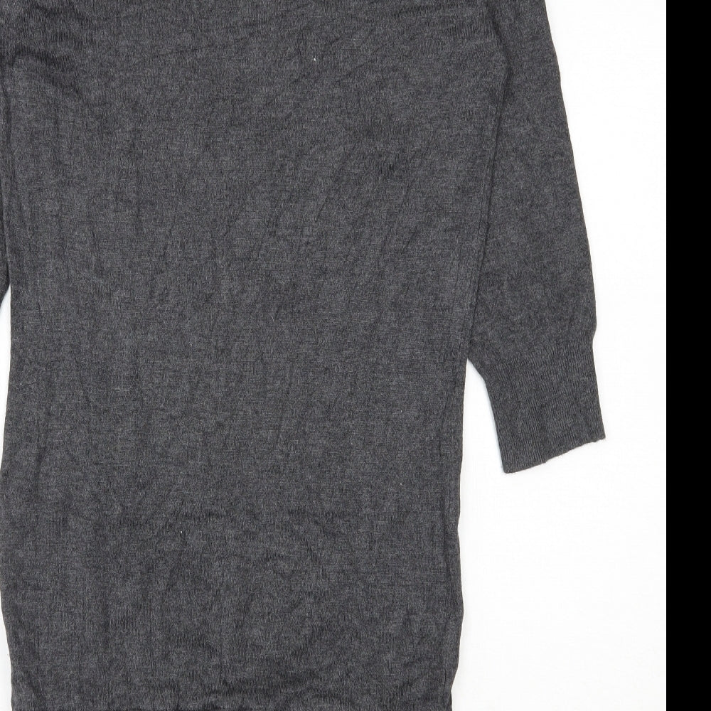 F&F Womens Grey  Viscose Jumper Dress  Size 12  Scoop Neck Pullover