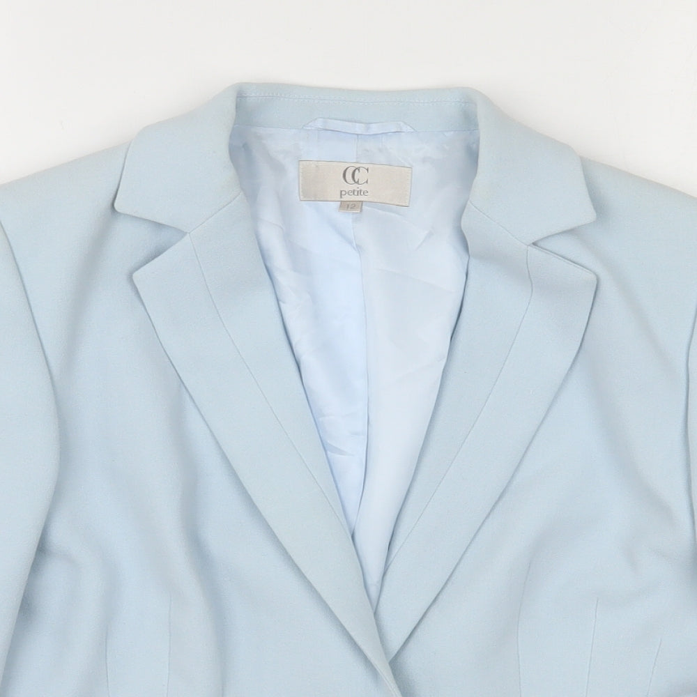 CC Womens Blue  Polyester Jacket Suit Jacket Size 12
