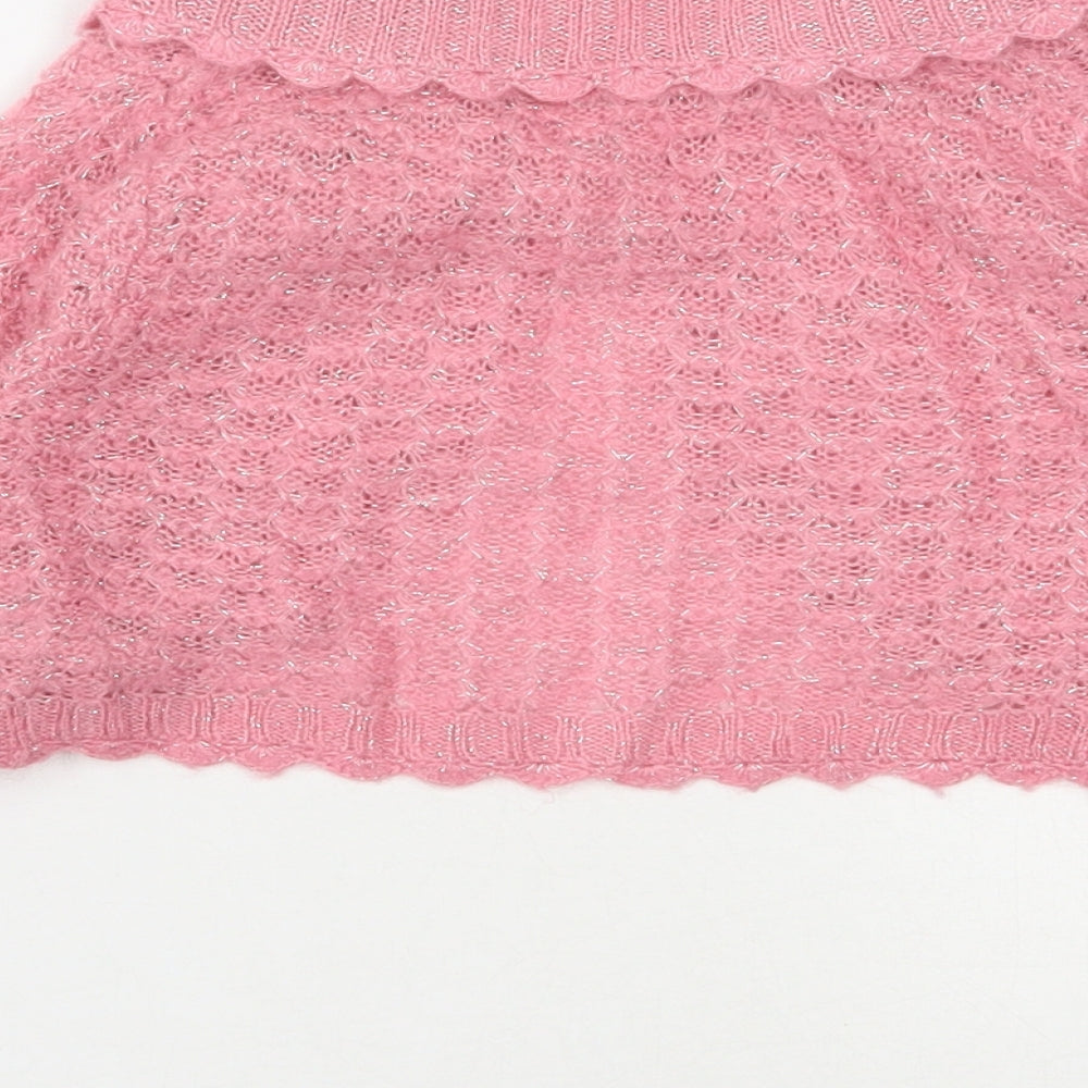 Mothercare Girls Pink Collared  Acrylic Shrug Jumper Size 3-4 Years  Pullover