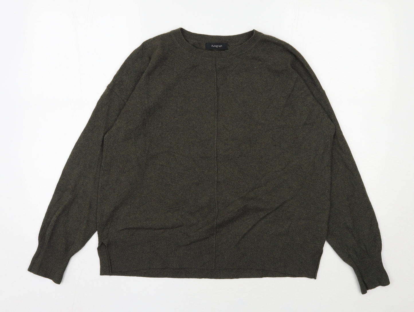 Marks and Spencer Womens Green Round Neck  Cashmere Pullover Jumper Size 12