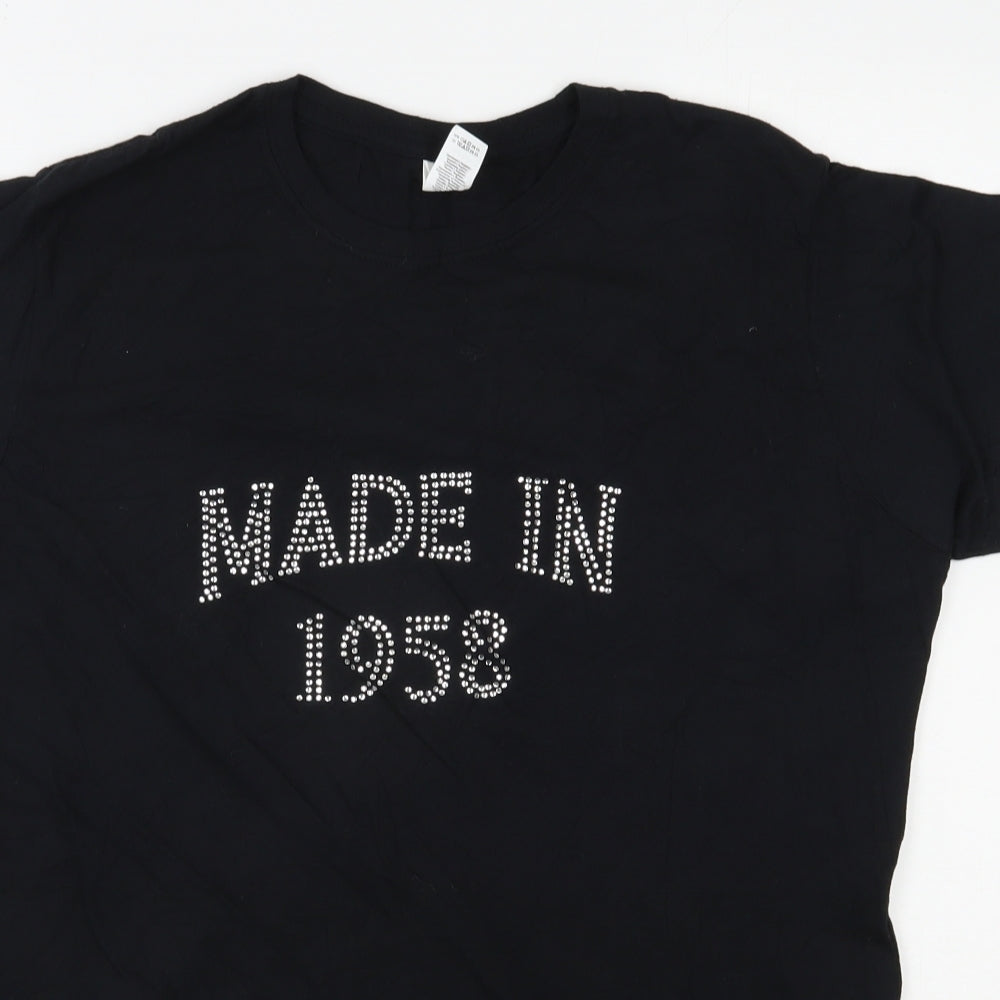 Gildan Womens Black  Cotton Basic T-Shirt Size 2XL Round Neck - Made in 1958
