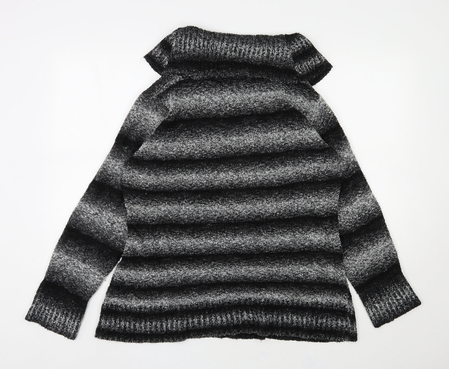 E-vie Womens Black Roll Neck Striped Acrylic Pullover Jumper Size 18