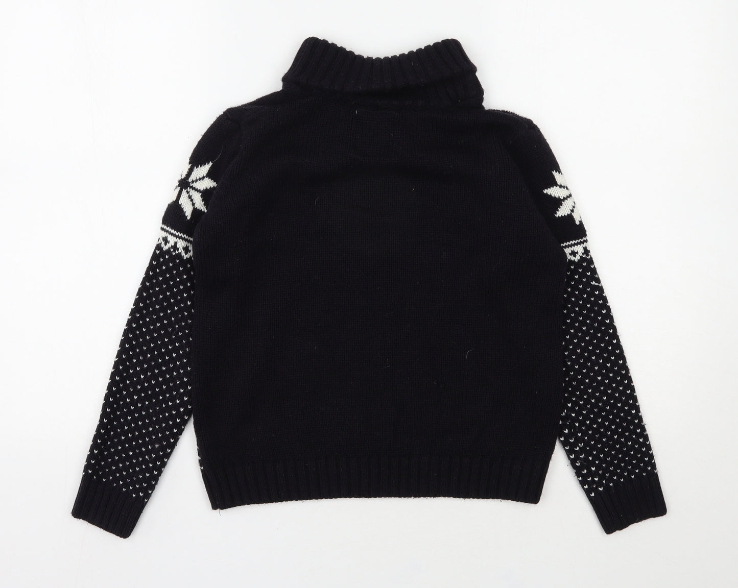 Rebel Boys Blue Roll Neck Fair Isle Acrylic Pullover Jumper Size 11-12 Years  Pullover