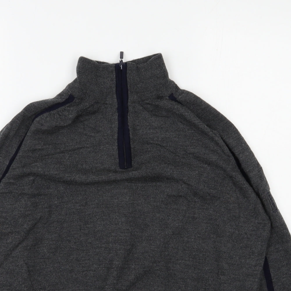 Marks and Spencer Mens Grey High Neck  Wool Pullover Jumper Size M