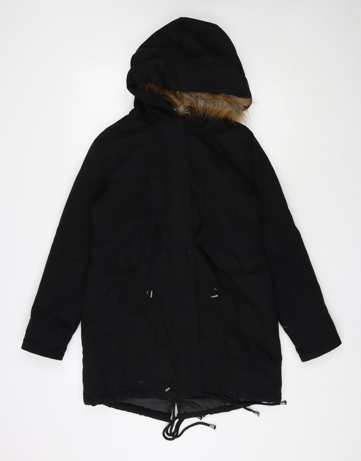 Boohoo Womens Black   Parka Coat Size 8  Zip