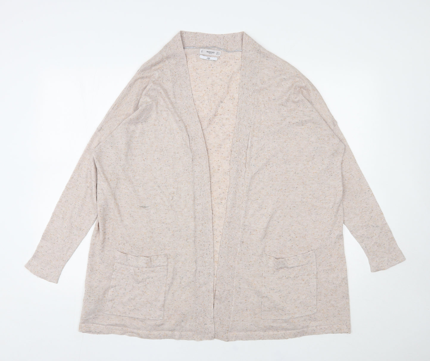 Mango Womens Beige V-Neck  Polyester Cardigan Jumper Size S