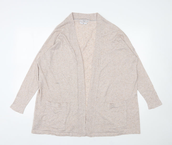 Mango Womens Beige V-Neck  Polyester Cardigan Jumper Size S