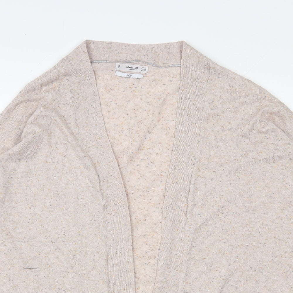 Mango Womens Beige V-Neck  Polyester Cardigan Jumper Size S