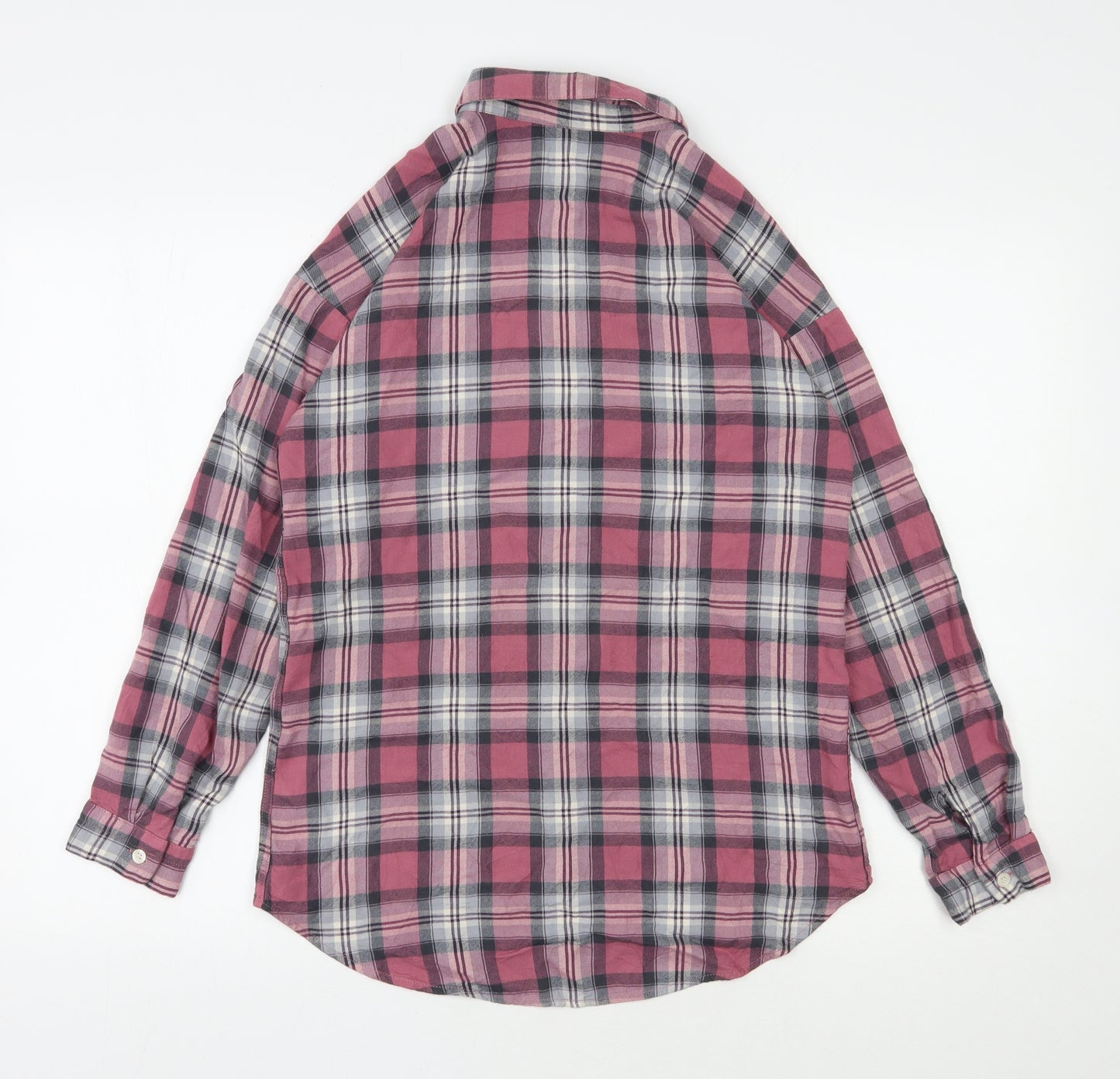 NEXT Womens Pink Plaid Viscose Basic Button-Up Size 8 Collared