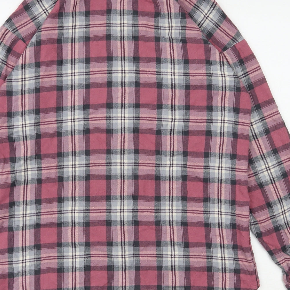 NEXT Womens Pink Plaid Viscose Basic Button-Up Size 8 Collared