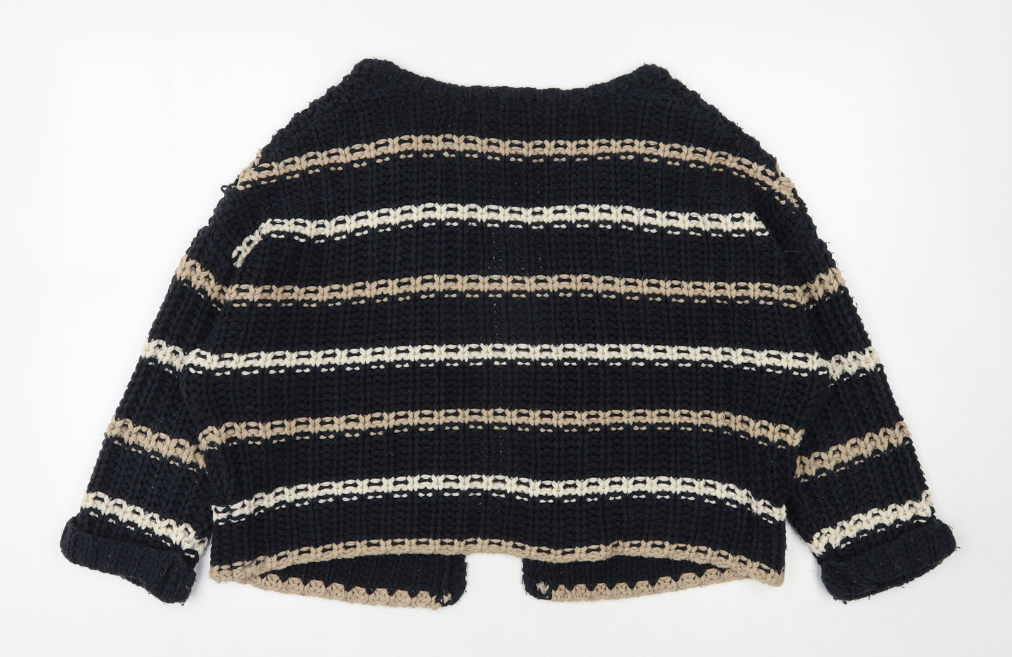 Dorothy Perkins Womens Blue Round Neck Striped Acrylic Cardigan Jumper Size L