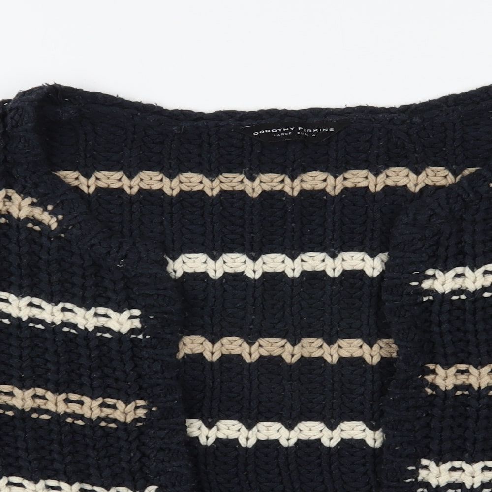 Dorothy Perkins Womens Blue Round Neck Striped Acrylic Cardigan Jumper Size L