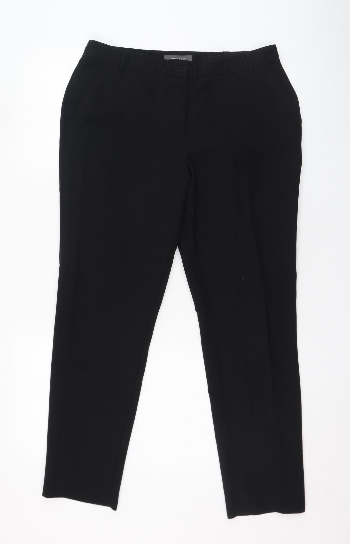 Primark Womens Black  Polyester Trousers  Size 12 L26 in Regular Zip