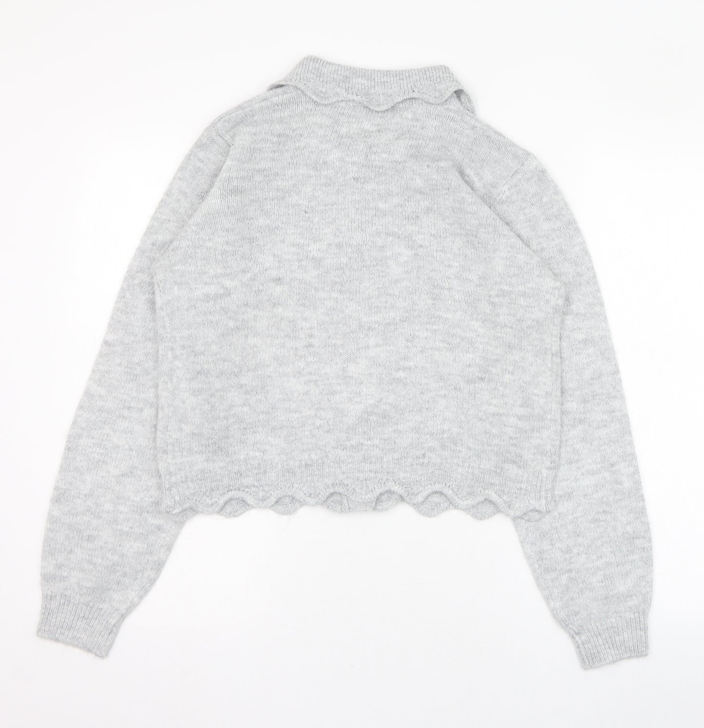 George Womens Grey Collared  Acrylic Cardigan Jumper Size 8