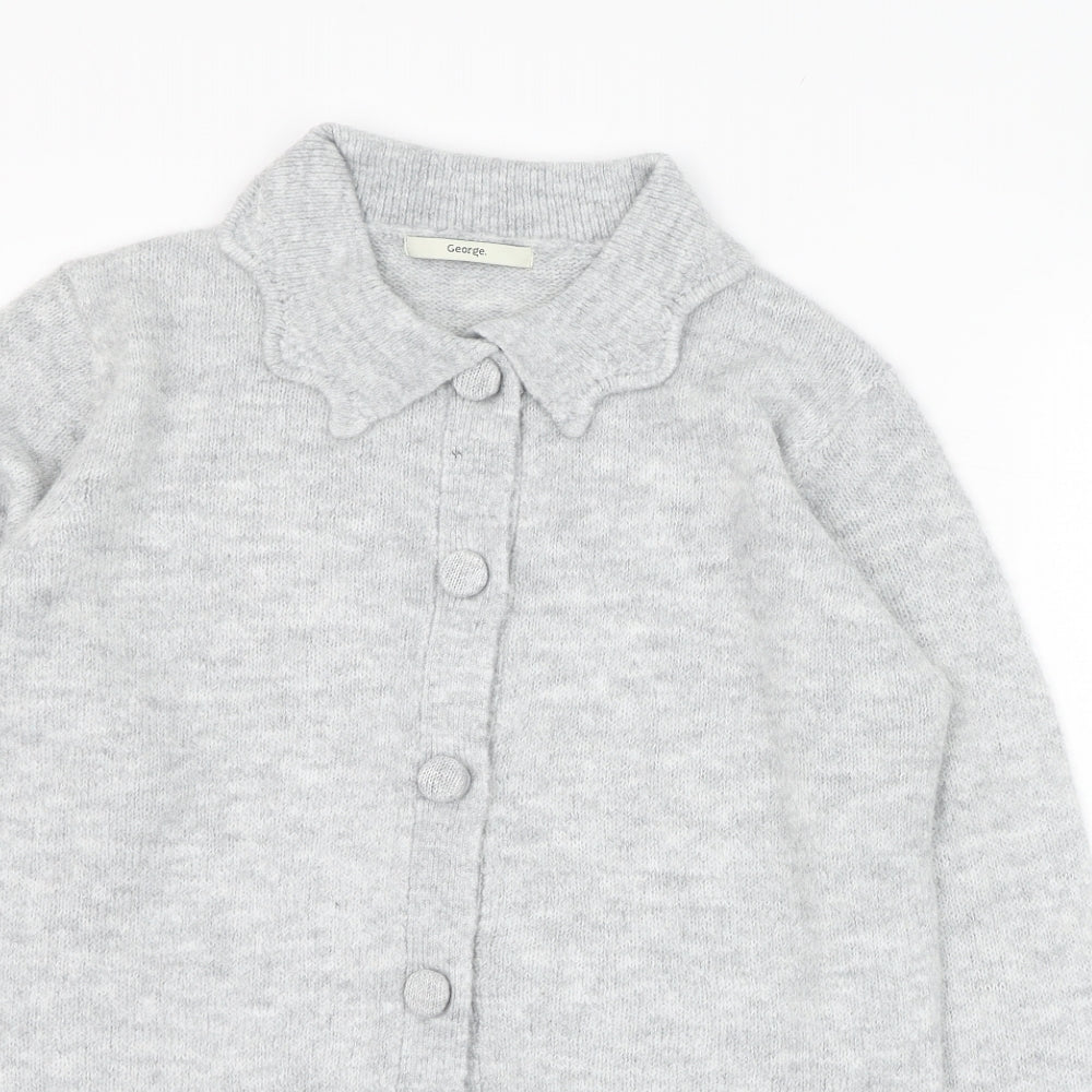 George Womens Grey Collared  Acrylic Cardigan Jumper Size 8