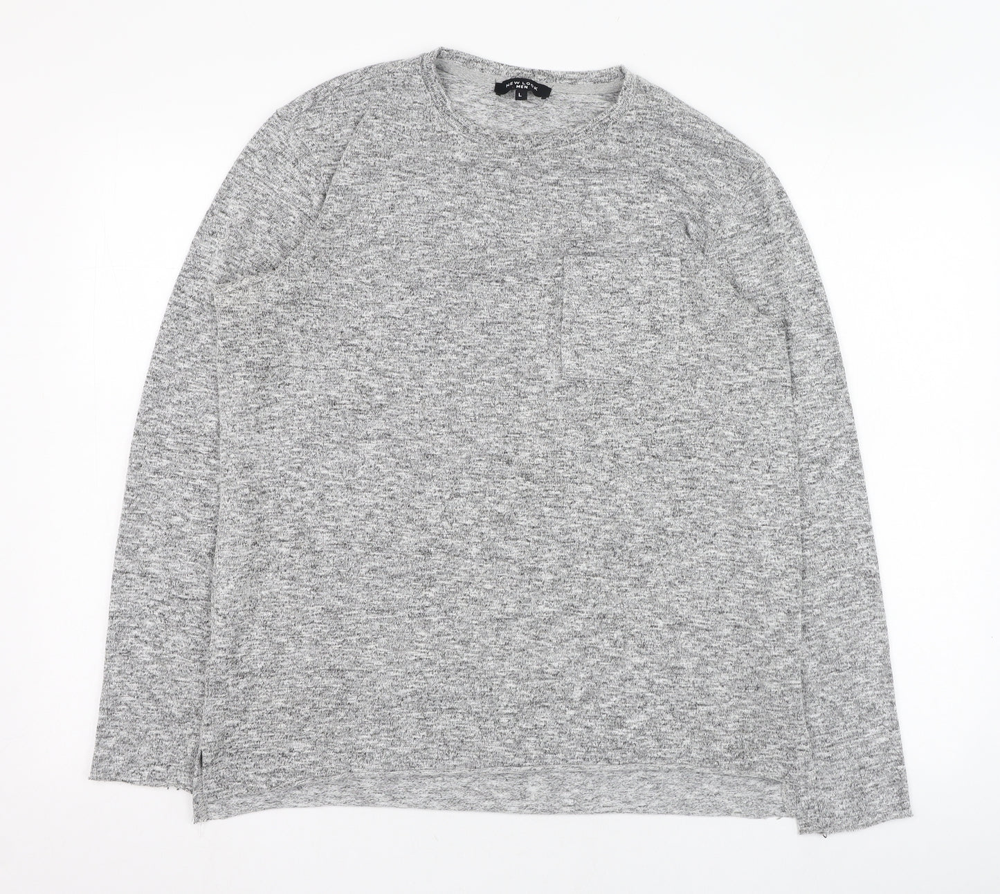 New Look Mens Grey Round Neck  Polyester Pullover Jumper Size L