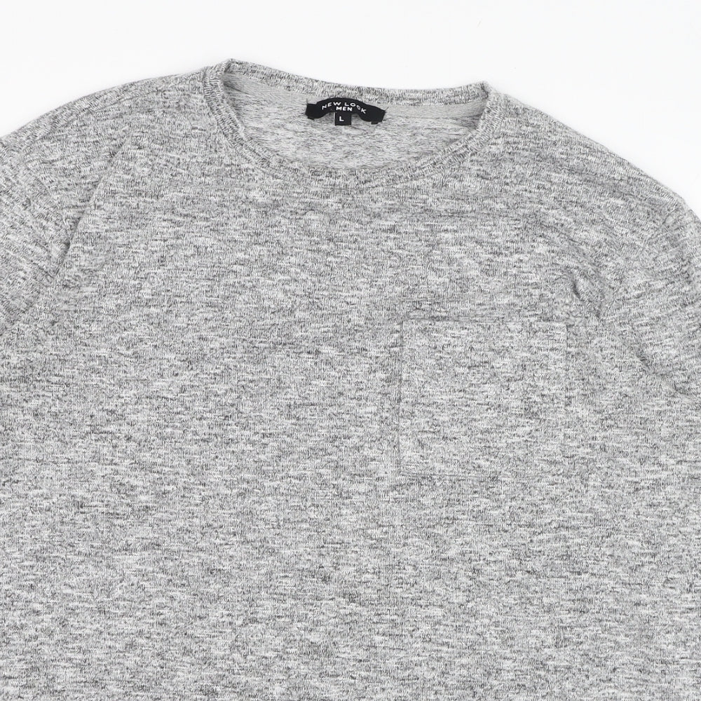 New Look Mens Grey Round Neck  Polyester Pullover Jumper Size L