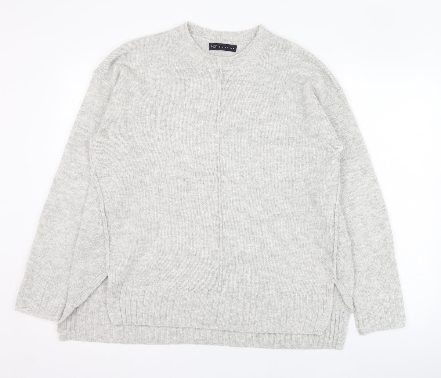 Marks and Spencer Womens Grey Round Neck  Acrylic Pullover Jumper Size M