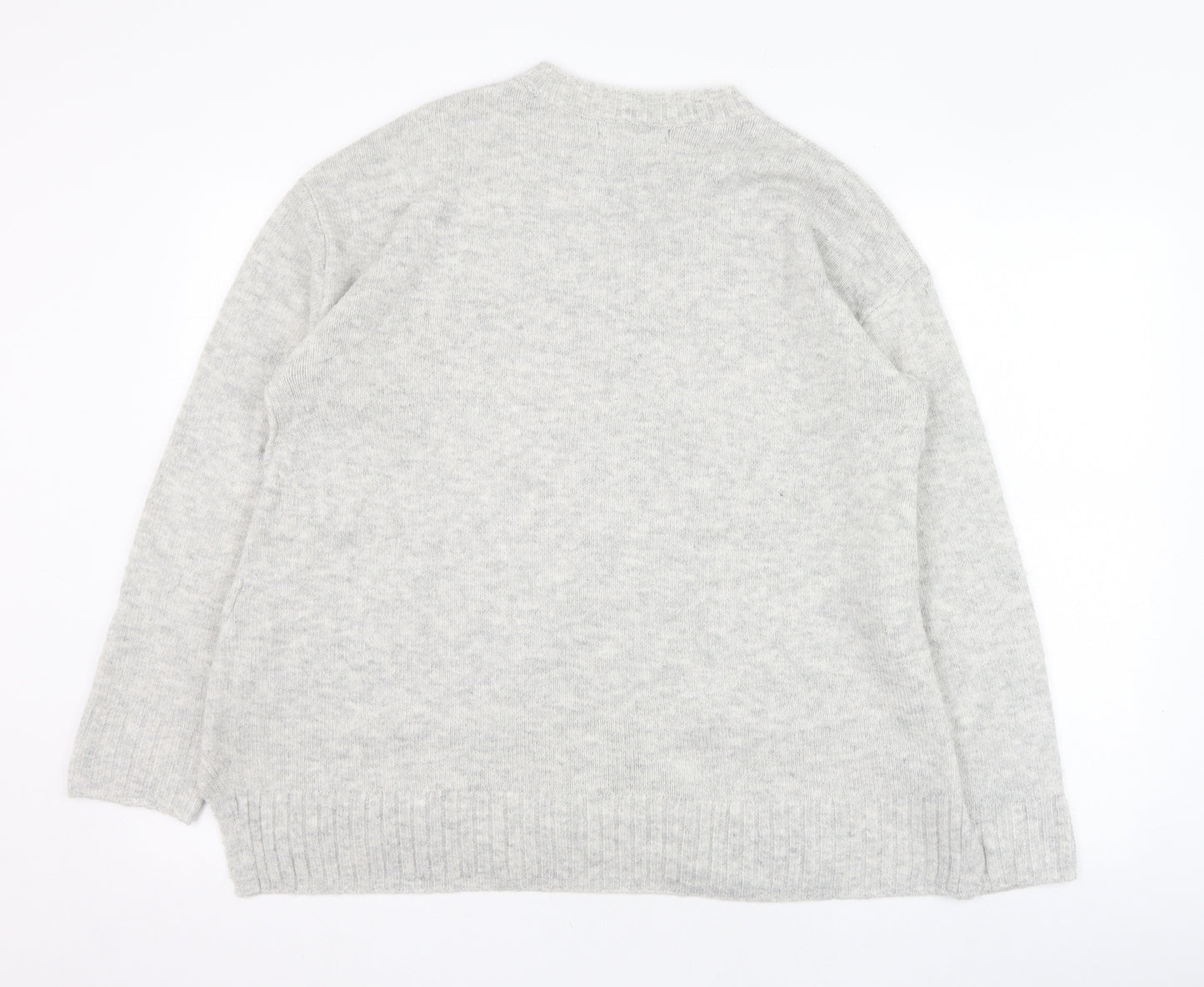 Marks and Spencer Womens Grey Round Neck  Acrylic Pullover Jumper Size M