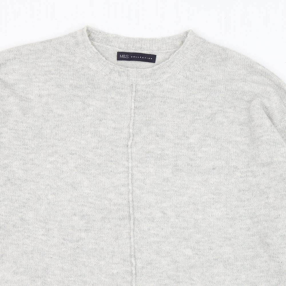 Marks and Spencer Womens Grey Round Neck  Acrylic Pullover Jumper Size M