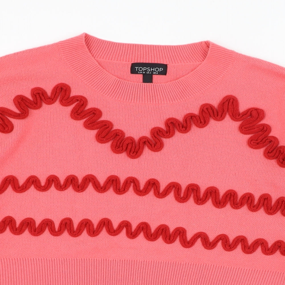 Topshop Womens Purple Round Neck  Acrylic Pullover Jumper Size 6