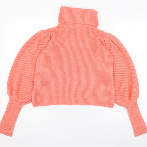 George Womens Pink Roll Neck  Acrylic Pullover Jumper Size S