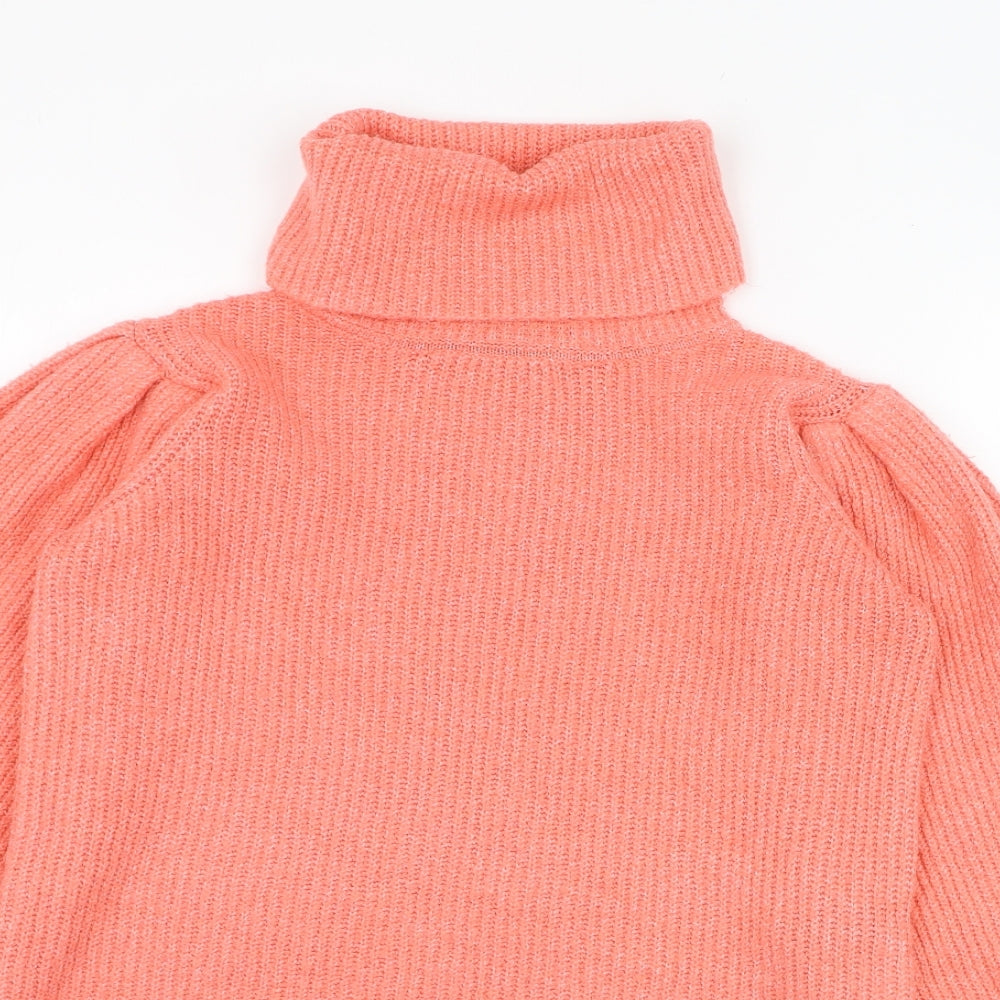 George Womens Pink Roll Neck  Acrylic Pullover Jumper Size S