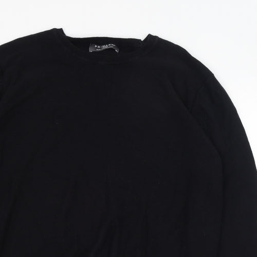Primark Mens Black Round Neck  Cotton Pullover Jumper Size XL