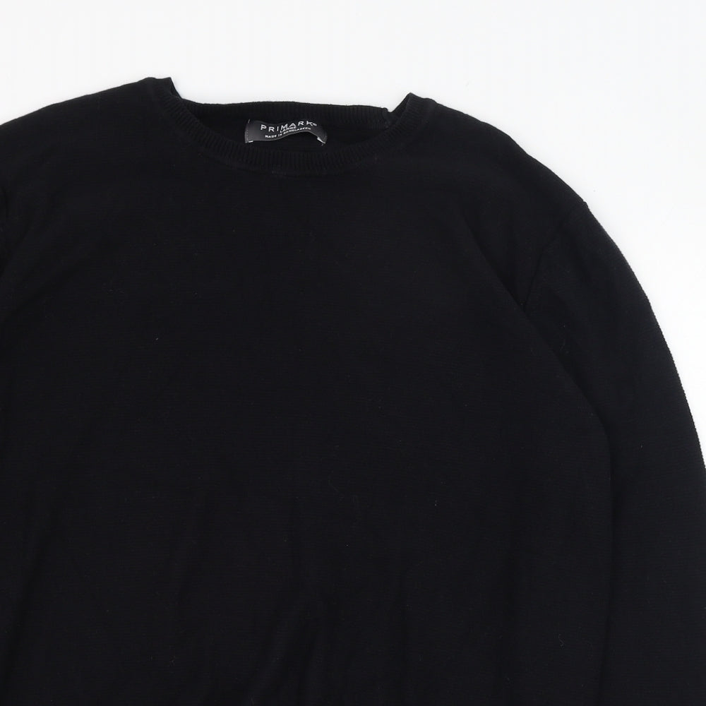 Primark Mens Black Round Neck  Cotton Pullover Jumper Size XL