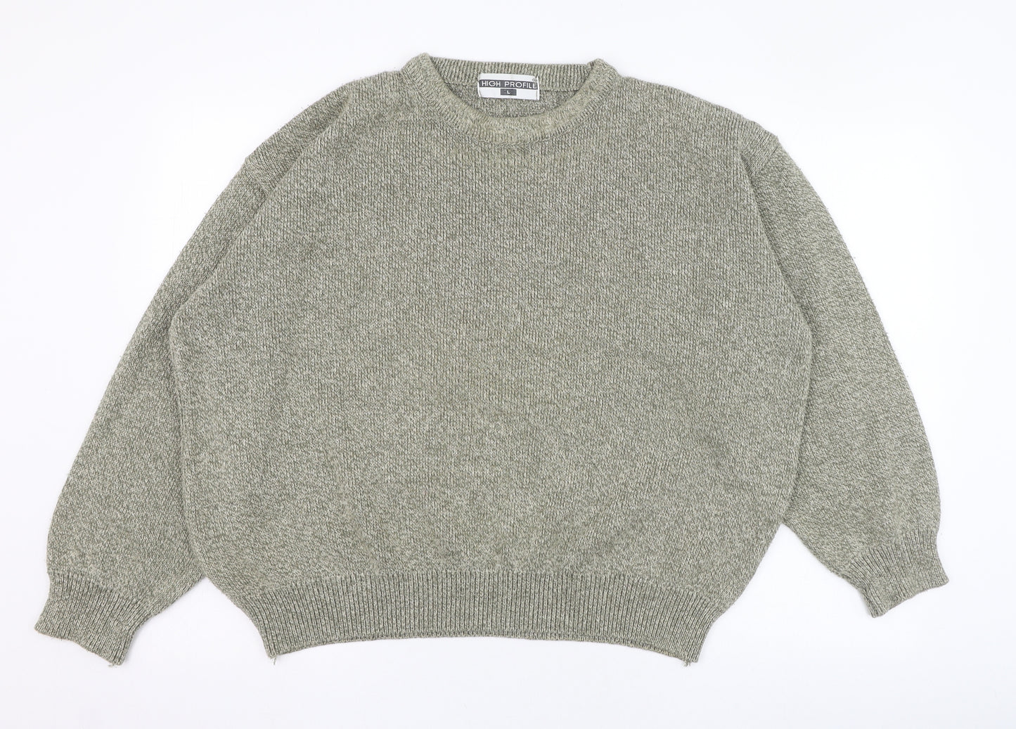 High Profile Mens Green Round Neck  Cotton Pullover Jumper Size L