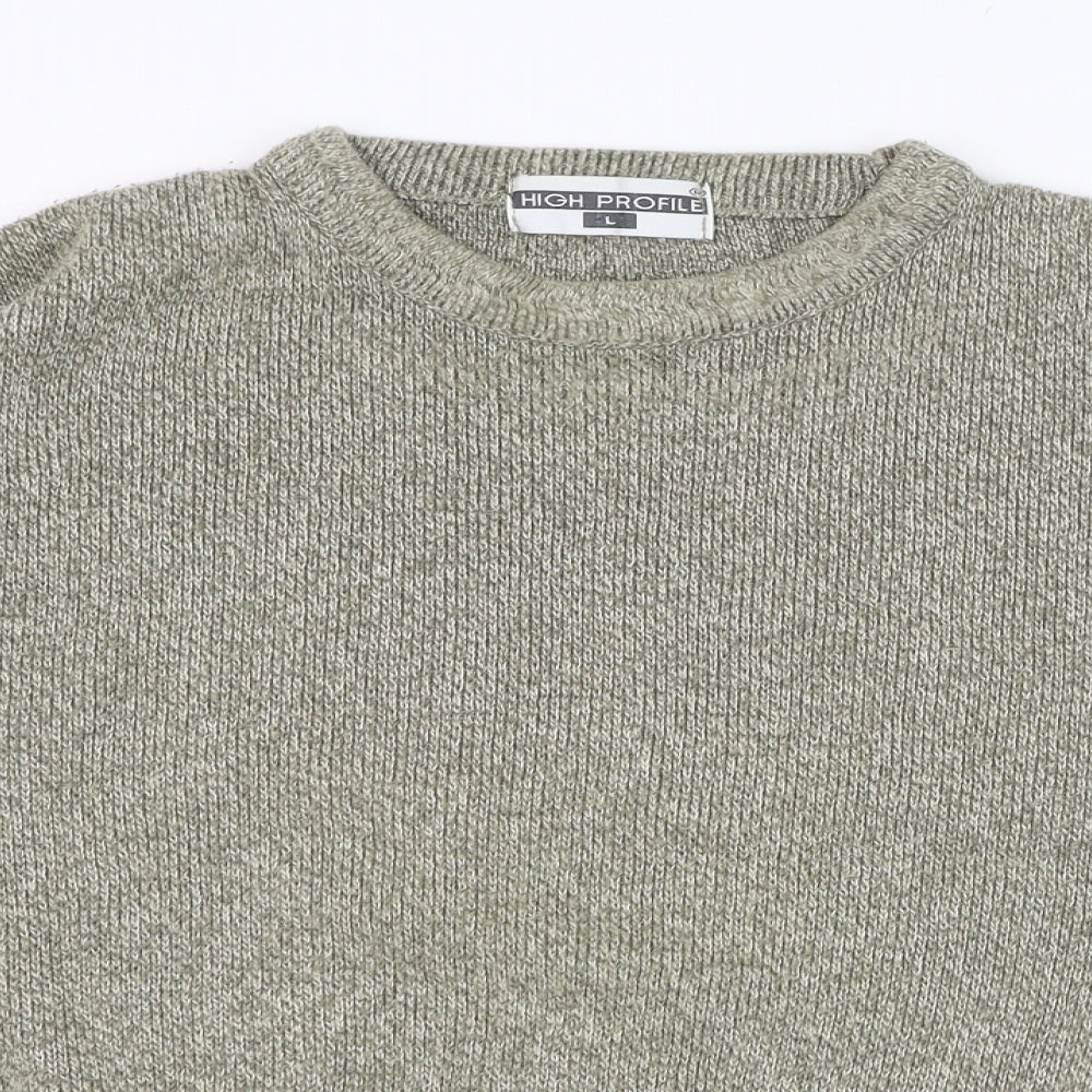 High Profile Mens Green Round Neck  Cotton Pullover Jumper Size L