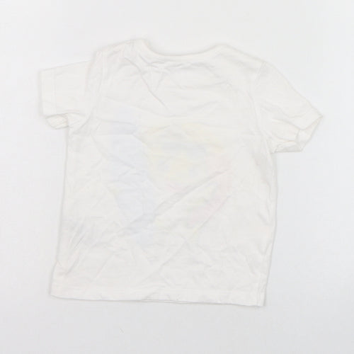 F&F Boys White  Cotton Basic T-Shirt Size 6-9 Months Round Neck Pullover - Baby Shark