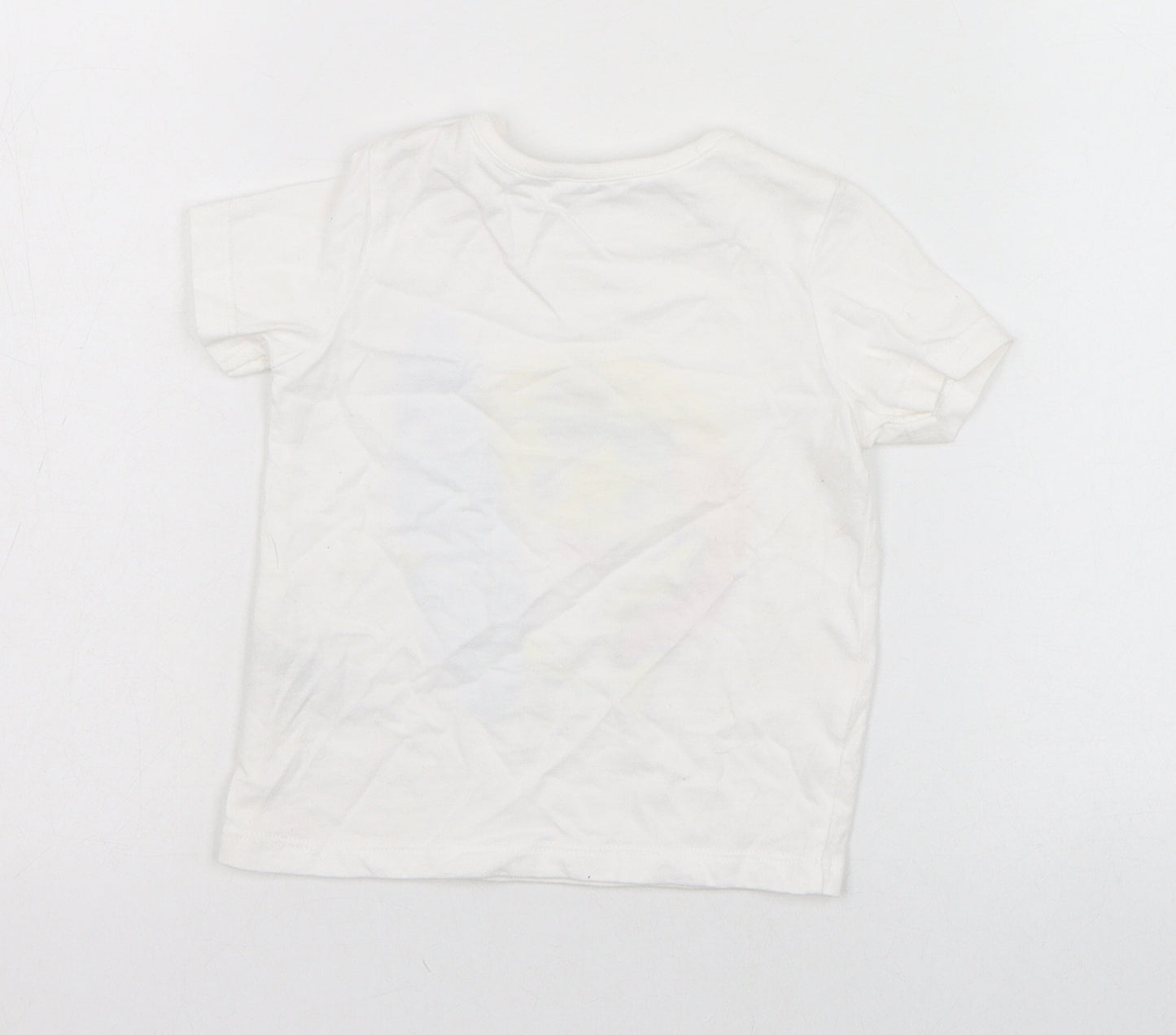 F&F Boys White  Cotton Basic T-Shirt Size 6-9 Months Round Neck Pullover - Baby Shark