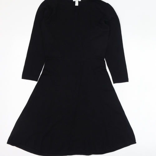 H&M Womens Black  Viscose Skater Dress  Size XS  Round Neck Pullover