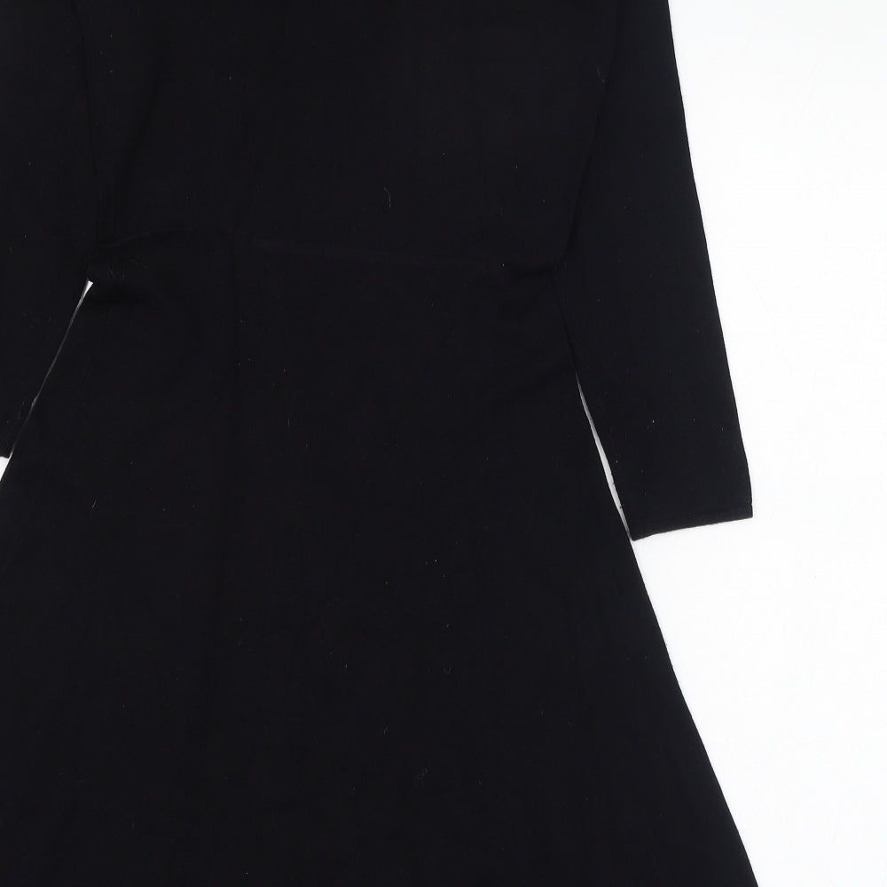 H&M Womens Black  Viscose Skater Dress  Size XS  Round Neck Pullover