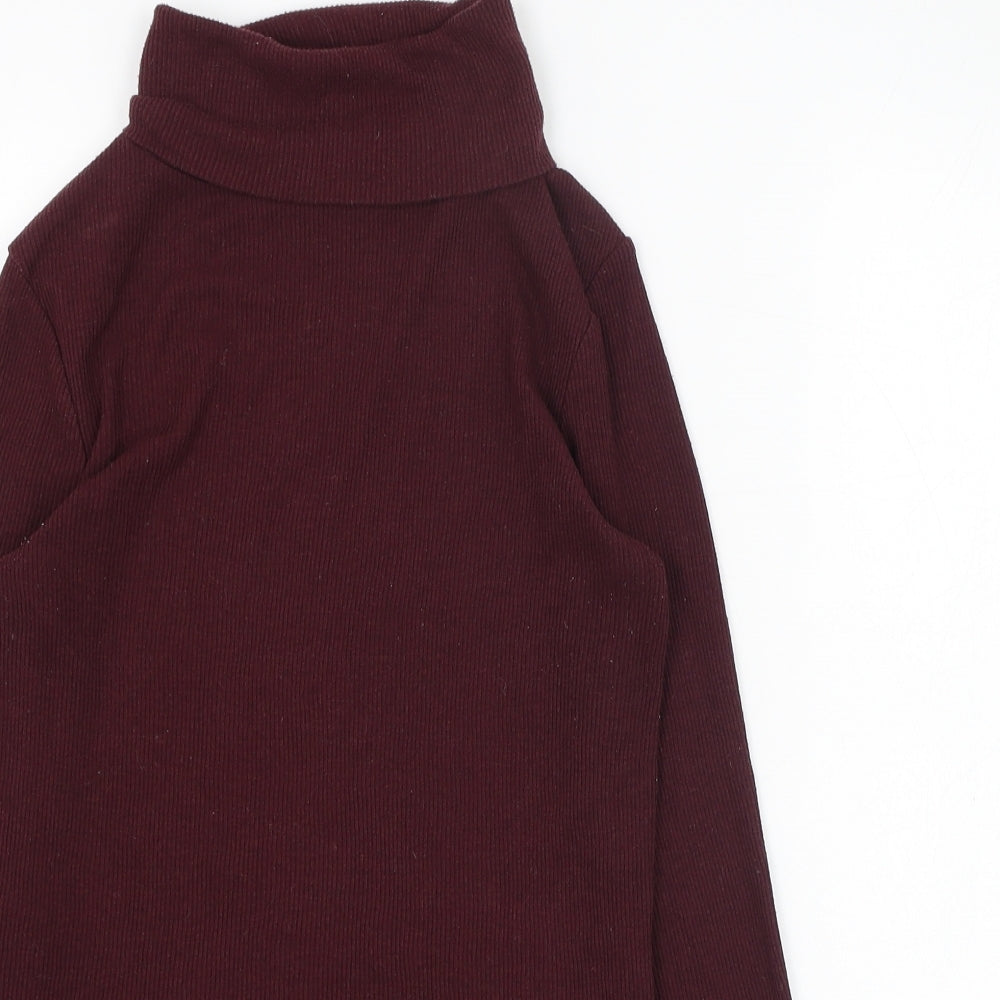 New Look Womens Purple  Cotton Basic T-Shirt Size 12 Roll Neck