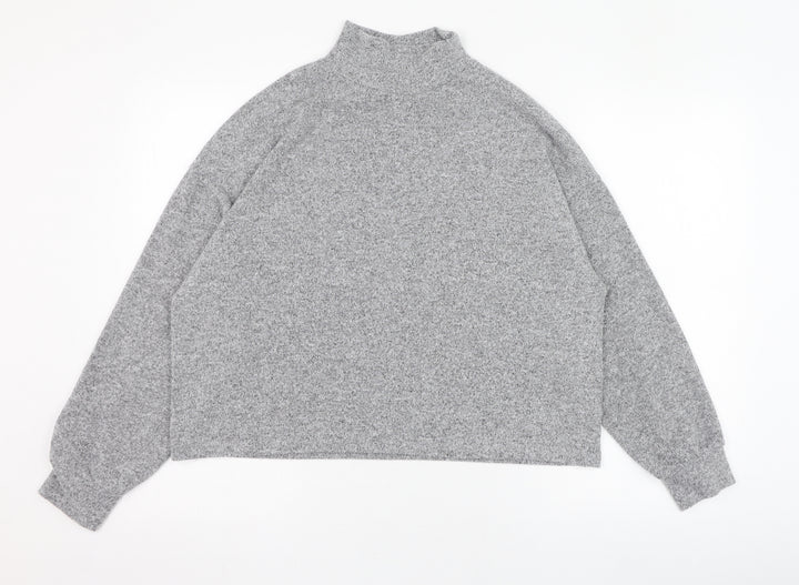 New Look Womens Grey Mock Neck Polyester Pullover Jumper Size S