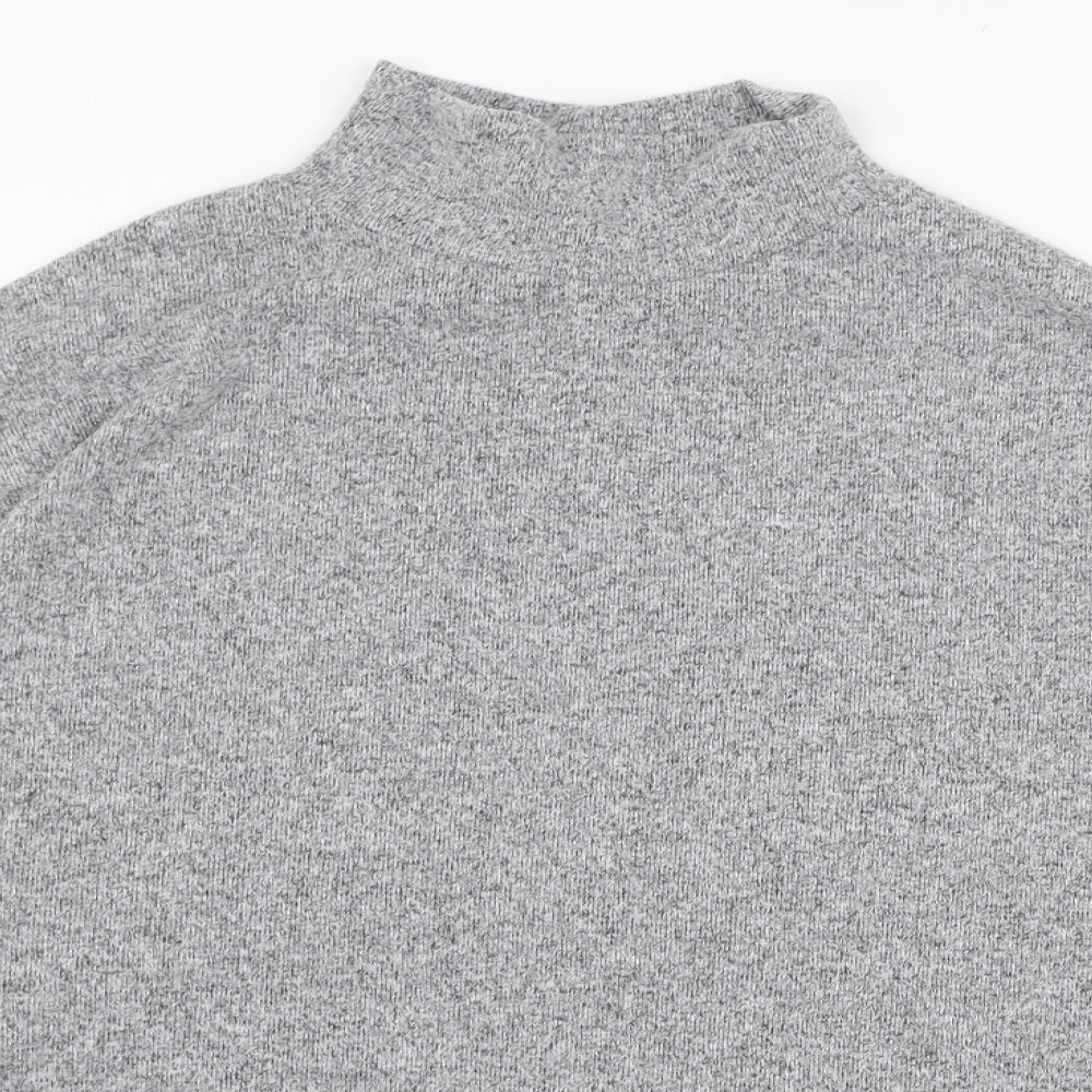 New Look Womens Grey Mock Neck  Polyester Pullover Jumper Size S