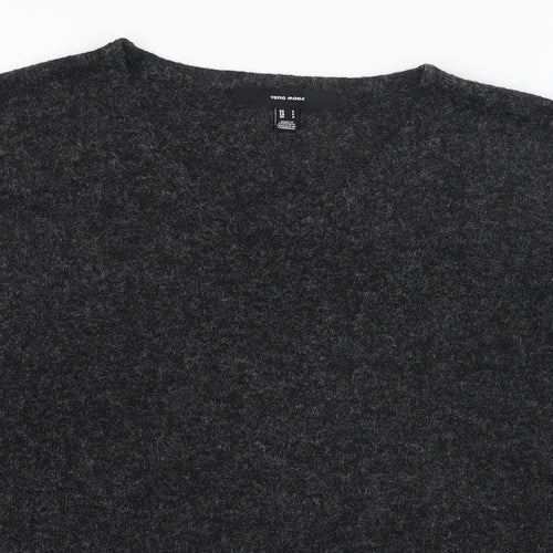 Vera Moda Womens Black V-Neck  Polyester Pullover Jumper Size S