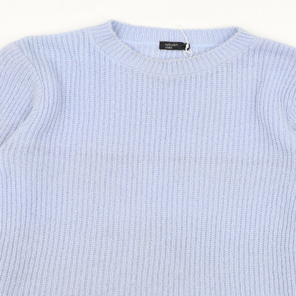 Nobody's Child Womens Blue Round Neck  Acrylic Pullover Jumper Size M