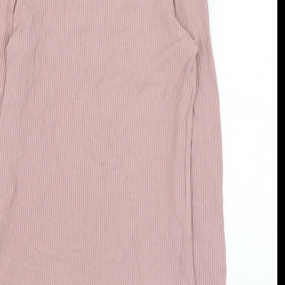Miss Selfridge Womens Pink  Viscose Basic T-Shirt Size 12 V-Neck