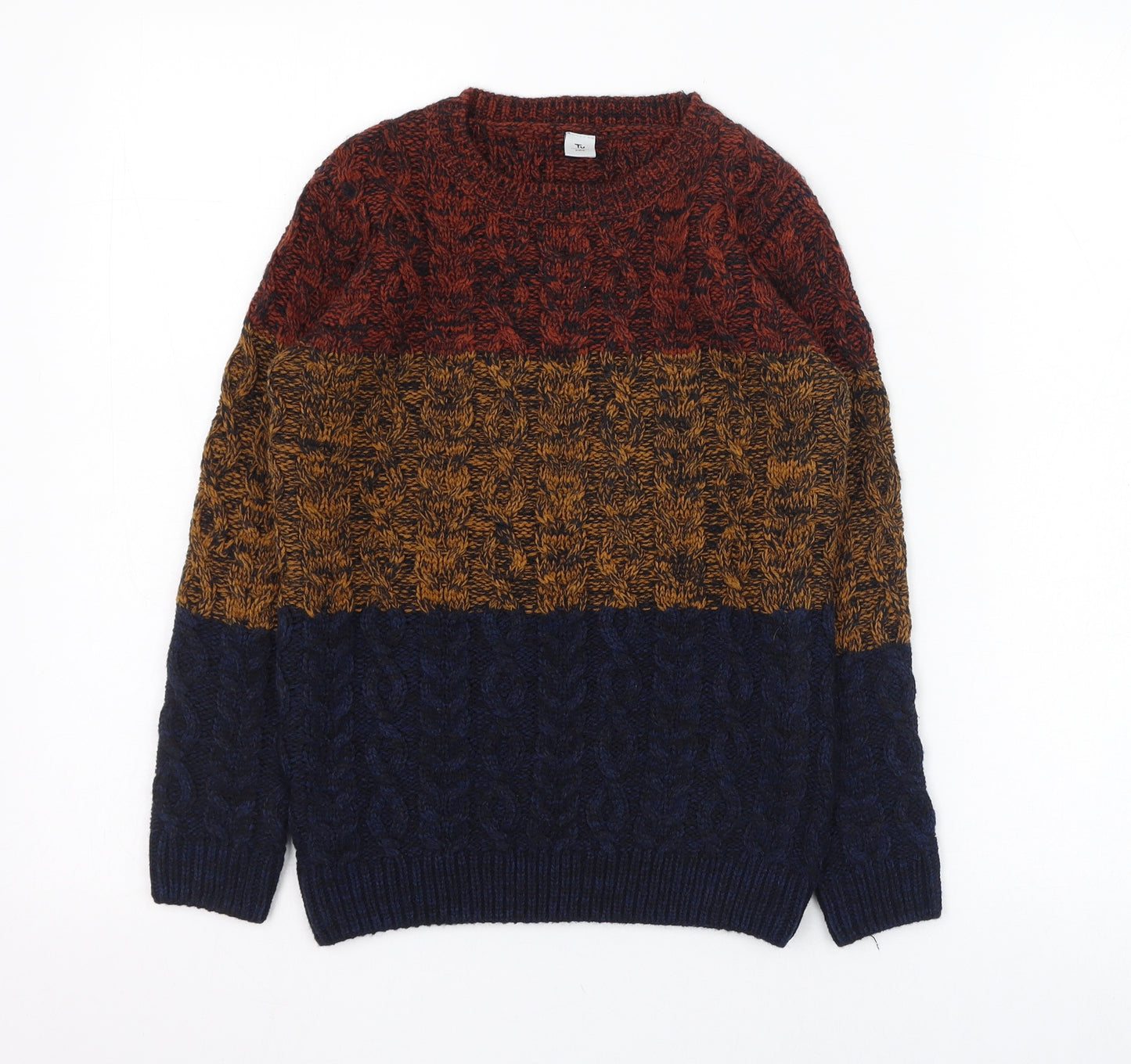 TU Boys Multicoloured Round Neck Colourblock Acrylic Pullover Jumper Size 8 Years  Pullover