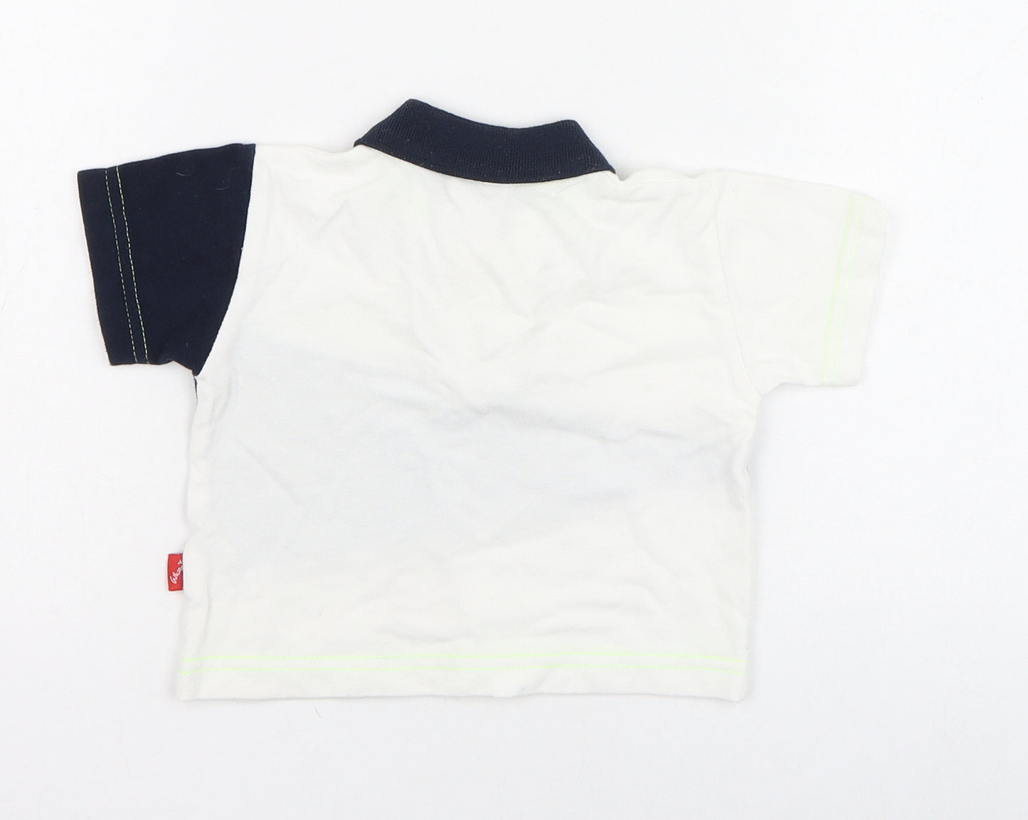 Whoopi Boys White  Polyester Basic T-Shirt Size 6-9 Months Collared Pullover