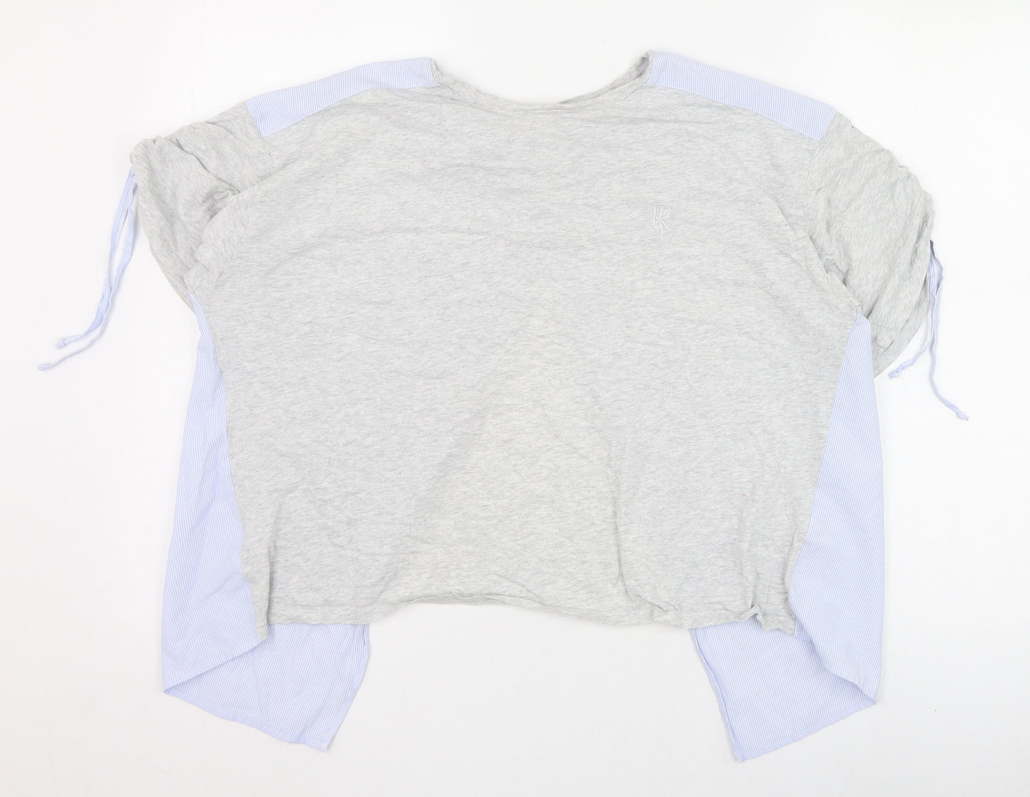 River Island Womens Grey  Cotton Cropped T-Shirt Size 12 Round Neck