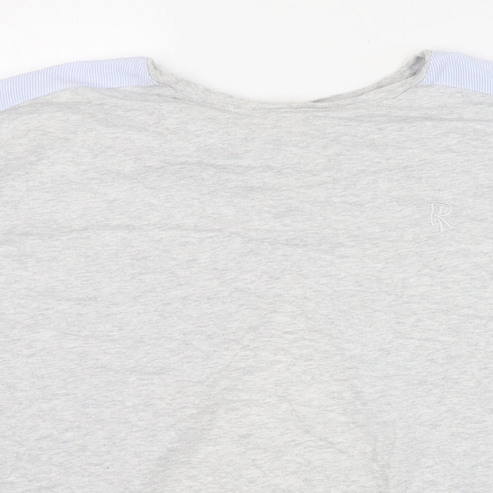 River Island Womens Grey  Cotton Cropped T-Shirt Size 12 Round Neck
