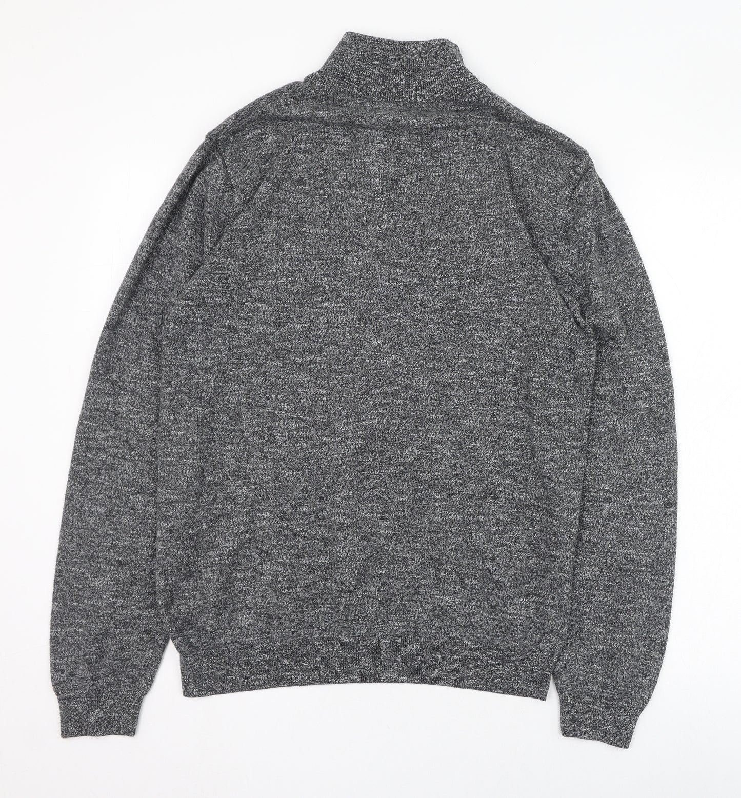 NEXT Mens Grey Mock Neck  Cotton Pullover Jumper Size M