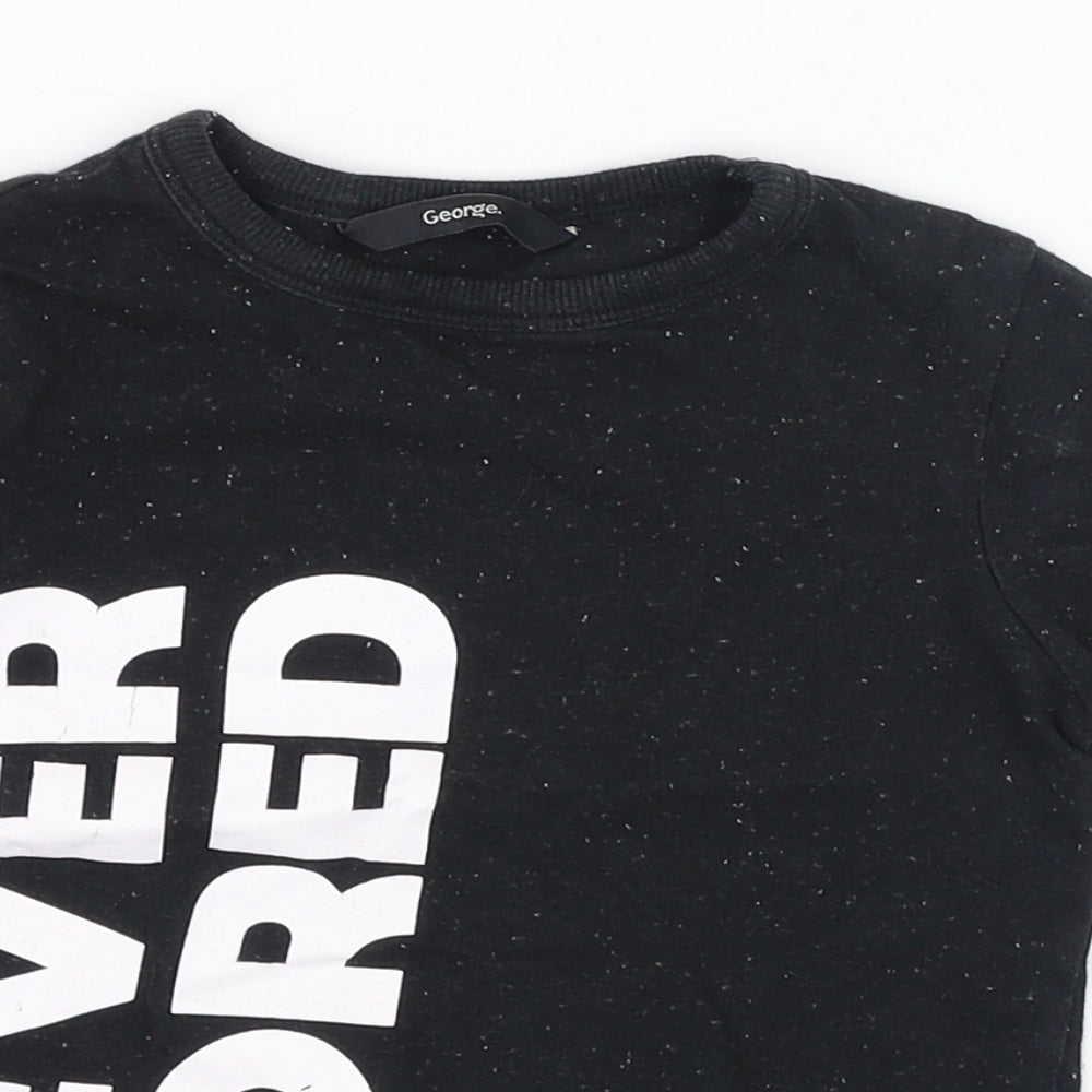 George Boys Black  Cotton Basic T-Shirt Size 2-3 Years Round Neck Pullover